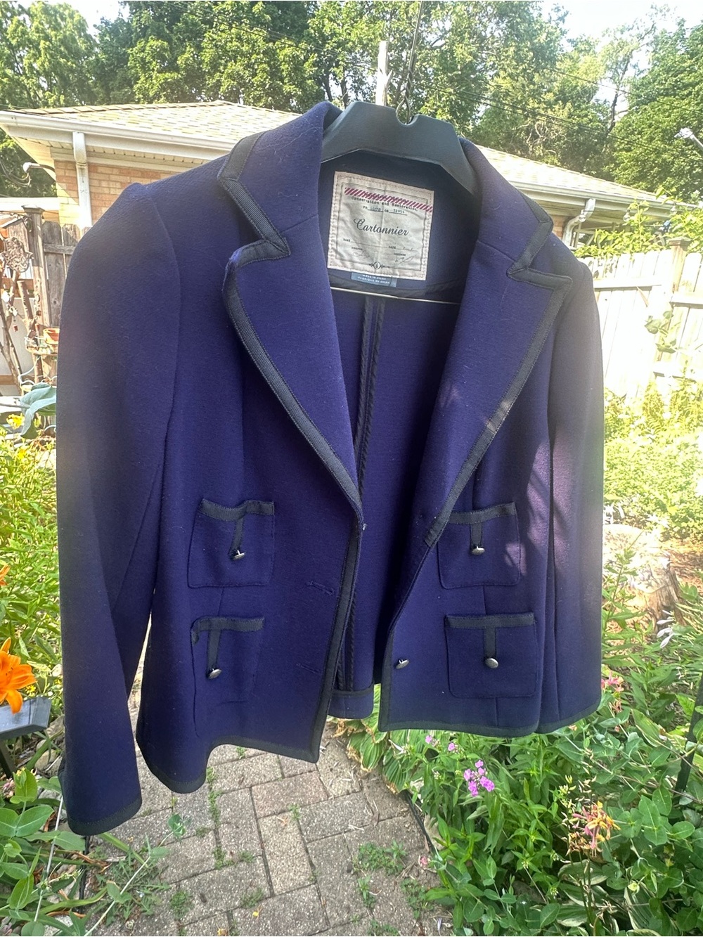 Cartonnier Navy Blazer with Black Trim